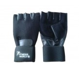 Leather Gym Gloves Along With Wrist Support  / Net Support